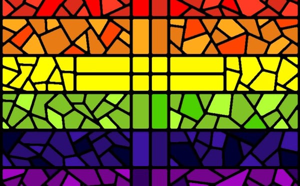 rainbow stainglass cross